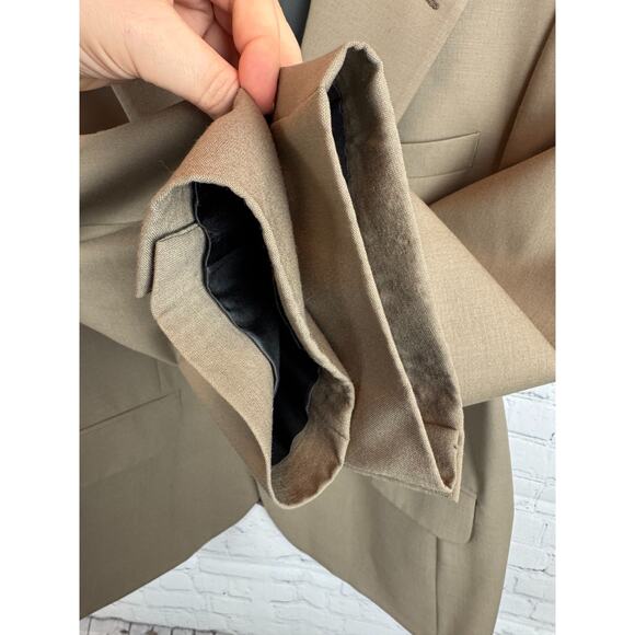 BURBERRYS' dark beige 100% wool mens suit jacket blazer 46R (no size tag) - Picture 5 of 13